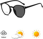 oriopxic Round Frame Photochromic Gray Bifocal Reading Glasses For Women Men Transition Bifocal Glasses