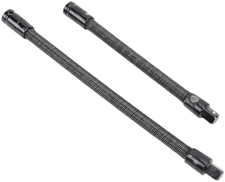 Eujgoov 2 Pcs Flexible Socket Extension Bar, 1/2 Inch Drive S2 Alloy Steel Bendable Socket Extender with Spring Stop Ball for Narrow Space Car Fasteners Industrial Mechanical Projects