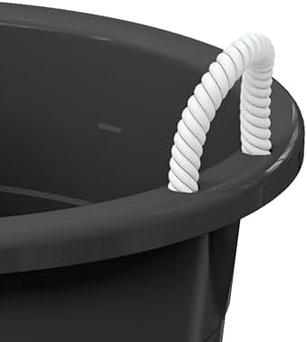 17 Gallon Plastic Tub with Rope Handles, Black