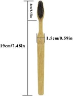 Extra Hard & Firm Bamboo Charcoal Toothbrush Long Head with Wide Thickened Handle Whitening Teeth Pack of 12