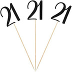Black Glitter 21st Birthday Centerpiece Sticks, 12-Pack Number 21 Table Topper Anniversary Party Decorations