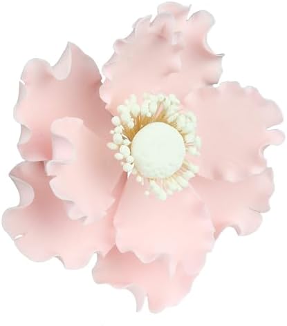 O'Creme Gumpaste Anemone Flower Set of 3 Pastel Pink- Edible Flowers for Cake Decorating - Sugar Paste Flower Decorations for Cakes, Cupcake Toppers - Birthday Party, Wedding, Valentines Day, Shower