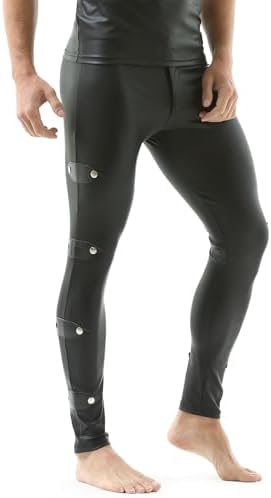 Men's Faux Leather Tight Pants Leggings Long Skinny Bottoms Stretchy Motorcycle Pants