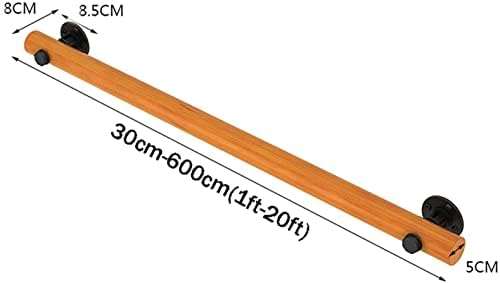 Non-Slip Wooden Stair Handrail 1ft-20ft, Wall Mounted Natural Pine Railing for Elderly & Disabled, Easy Install Staircase Safety Rail with Brackets