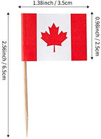 JAVD CYPS 100 Pcs Canada Flag Canadian Toothpick Flags, Small Mini Stick Cupcake Toppers Canadian Flags,Country Picks Party Decoration Celebration Cocktail Food Bar Cake Flags