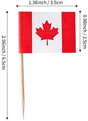 JAVD CYPS 100 Pcs Canada Flag Canadian Toothpick Flags, Small Mini Stick Cupcake Toppers Canadian Flags,Country Picks Party Decoration Celebration Cocktail Food Bar Cake Flags