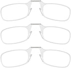 ThinOptics Readers Rectangular Reading Glasses, 3 Pack-Clear, 44mm + 1.5