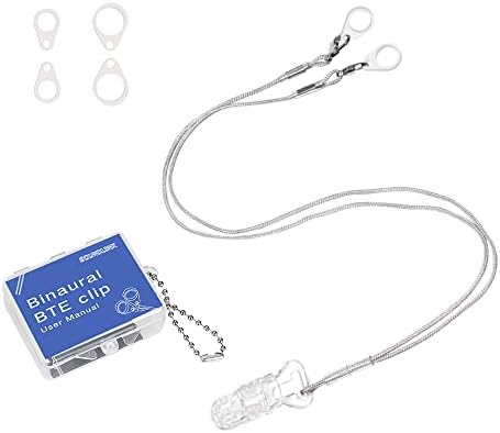Soundlink Hearing Aid Clips Adjustable Hearing Aid Lanyard Anti-Lost BTE Clip with 3 Pairs Silicone Loops