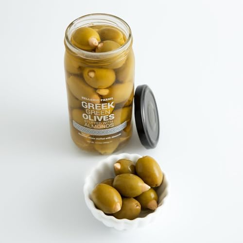 Hellenic Farms Greek Green Olives Stuffed with Almonds, 12oz
