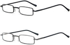 REAVEE 2 Pack Slim Pen Reading Glasses for Men Women, Small Pocket Size Tube Readers Spring Hinge with Portable Clip Case, Black and Grey 1.25