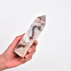 JIC Gem Natural Gemstone Healing Crystal Points Wand Striped Agate Single Terminated Healing Crystal Obelisk Tower Wand Decor Chakra Stone 1-1.3 Lbs