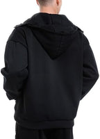 Men's Balaclava Hoodie Winter Double Layer Hooded Sweatshirt with zipper, Fleece-Lined Hip-Hop Hoodie