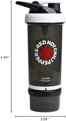 Smartshake Revive Red Hot Chili Peppers Protein Shaker Bottle With Storage – 750ml Protein Shake Bottles Red Hot Chili Peppers Merchandise Gift Shaker Cup, Guitar Gifts for Men, Rock Band Collection