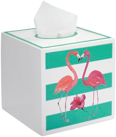 Avanti Linens - Tissue Box Cover, Decorative Countertop Accessories, Resin Home Decor (Flamingo Paradise Collection)