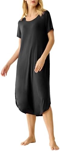 Latuza Women's Soft Viscose Short Sleeves Long Nightgown