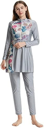 Womens Burkini Swimsuits Muslim Modest Swimwear Islamic Full Body Swimming Top Pants Hijab Long Sleeve Rash Guard