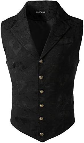VATPAVE Mens Victorian Suit Vest Steampunk Gothic Waistcoat