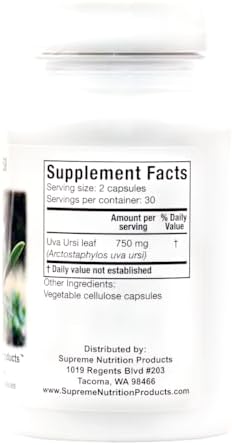 Supreme Nutrition Uva Ursi, 60 Pure Bearberry Vegetarian Capsules