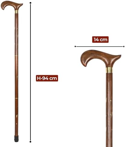 Wood Cane 36 Inches Natural Classic Wood Walking Stick Fancy Canes Ergonomic Wood Cane for Seniors (Elegant Derby Handle)