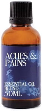 Mystix London | Aches and Pains Pure & Natural Essential Oil Blend 50ml - for Diffusers, Aromatherapy & Massage Blends | Perfect as a Gift | Vegan, GMO Free