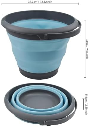 SAMMART 8.5L (2.2 Gallon) Collapsible Plastic Bucket - Foldable Round Tub - Portable Fishing Water Pail - Space Saving Outdoor Waterpot. Size 31cm Dia (Grey/Sea Angel)