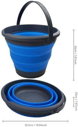 SAMMART 5.5L (1.4 Gallon) Set of 2 Collapsible Plastic Bucket - Foldable Round Tub - Portable Fishing Water Pail - Space Saving Outdoor Waterpot. (Grey/Blue (Set of 2))