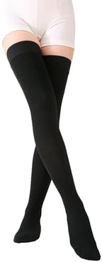 TOFLY® Medical Thigh High Compression Stockings for Women & Men, Closed Toe, Opaque, Firm 20-30mmHg Graduated Compression Socks with Silicone Band, Support for Varicose Veins, Edema, Travel,Black M