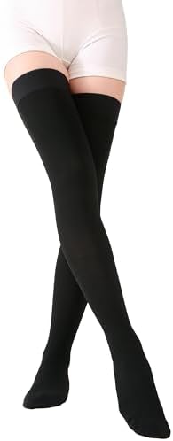 TOFLY® Medical Thigh High Compression Stockings for Women & Men, Closed Toe, Opaque, Firm 20-30mmHg Graduated Compression Socks with Silicone Band, Support for Varicose Veins, Edema, Travel,Black 3XL