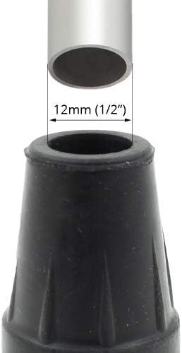 Qty: 4pcs 1/2" (12mm) Small Black Rubber Ferrules Tips Ends for Hiking or Trekking Poles, Canes by Lifeswonderful