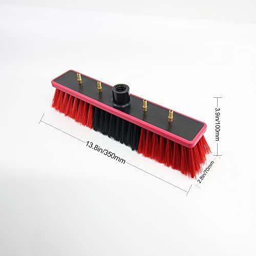 Water Fed Brush Head for High Window/Solar Panel Cleaning,Water Flow Through Brush Accessory with Angle Adapter Compatible with Acme/Euro Thread(Without Pole) (Brush-350)