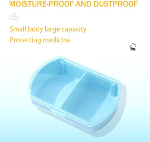 2PCS Small Pill Case Travel Pill Box Cute Pill Organizer for Purse Portable Daily Medicine Organizer 2 Compartment Pill Holder for Vitamins, Fish Oil, Supplements
