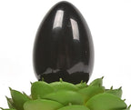 Justinstones Natural Black Obsidian Gemstone Egg Crystal Healing Chakra Meditation Home Office Decor Stone with Stone Stand