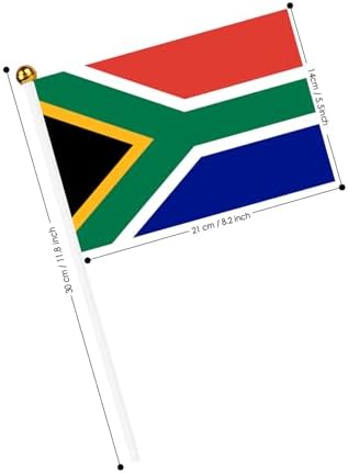 AhfuLife 15 Pcs South Africa Hand Held Flags for World Cup Decorations 2026, 5.5 × 8.2 Inch South Africa Small Stick Flag with 11.8" Pole for National Day Football Sports Events Celebration Decor