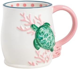 Mud Pie White Ceramic Turtle Icon Mug