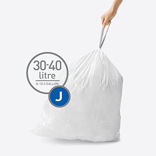 simplehuman Code J 200 Count, Dispenser Pack Custom Fit Liners, Drawstring Trash Bags, 30-45 Liter / 8-12 Gallon, White