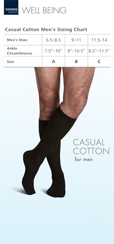 Sigvaris Men's Casual Cotton 186 Calf High Compression Socks 15-20mmHg