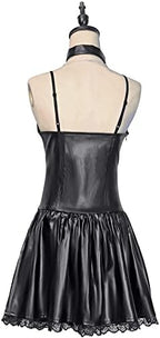 Misa Amane cosplay Faux Leather Goth Dress Outfit Costume Anime Women halloween Clothing Suits
