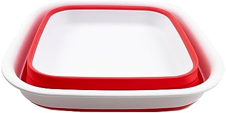 SAMMART 8L (2.1 Gallon) Collapsible Tub - Foldable Dish Tub - Portable Washing Basin - Space Saving Plastic Washtub (White/Coral Pink)