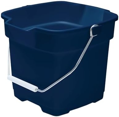 Rubbermaid Roughneck Square Bucket 12-Quart Blue Sturdy Pail Bucket Organizer Household Cleaning Supplies Projects Mopping Storage Comfortable Durable Grip Pour Handle