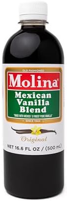 Vanilla Molina - Mexican Vanilla Blend with Pure Vanilla Extract - 2 Pack (16.6 Fl Oz Bottles) - 33.86 Fl Oz Total, Natural Flavoring for Baking, Drinks and Desserts