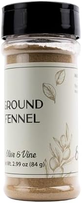 Olive & Vine Ground Fennel, Aromatic Spice, Seasoning for Sausages, Curries, and Baked Goods, with Rich Tradition, Authentic Taste, For Global Recipes (3 Ounce)