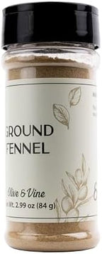 Olive & Vine Ground Fennel, Aromatic Spice, Seasoning for Sausages, Curries, and Baked Goods, with Rich Tradition, Authentic Taste, For Global Recipes (3 Ounce)