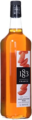 1883 Pink Grapefruit Syrup for Drinks, Made in France, 1 Liter Glass Bottle