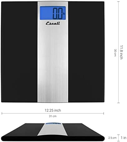 Escali Ultra Slim Digital Bathroom Scale for Body Weight, Bath Scale, High Capacity of 400 lb, Batteries Included