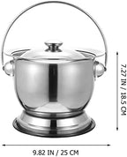 Zerodeko Chamber Pot Stainless Steel Spittoon with Lid Portable Urine Pots Urine Bedpan Chamber Bottle Potty Pee Bucket to for Bedside, Travel Elderly, Adults, Kids