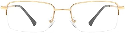 LJCZKA Half Rimless Blue Light Blocking Glasses Women Men Fresh Rectangle Computer Business Glasses