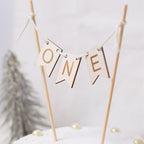 Wood One Cake Topper, 1st Birthday Cake Bunting, 1st Birthday Cake Topper, Cake Smash and Photo Prop