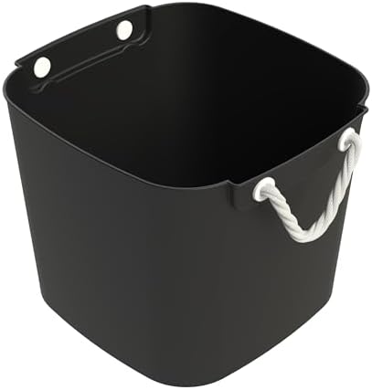 Life Story 4 Pack Flexi Tub, Versatile 42 Quart Storage Tote, Flexible Plastic Home Organizer Lightweight Basket with Carrying Handles, Black