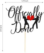 1Pc Officially Done Cake Topper Divorce Cake Decoration Single Divorce Freedom Cake Topper for Broken Up Free at Last Bye Felicia Newly Unwed Party Decoration - Black Glitter
