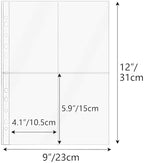 NatSumeBasics 20 A4 Binder 4 Pocket, 4" X 6" Sheet Protectors Clear Binder Sleeves for A4 Binder Notebook Folder Organizer (4 Pockets)